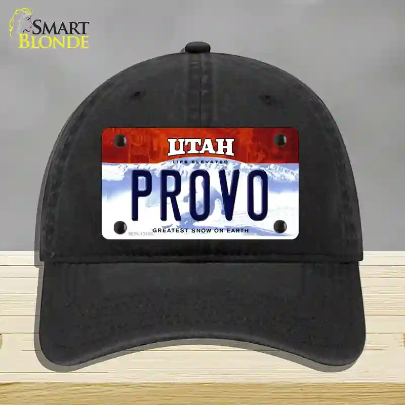 HAT07-MLP-10188 Provo Utah Novelty License Plate Hat, Unconstructed Cotton - Black