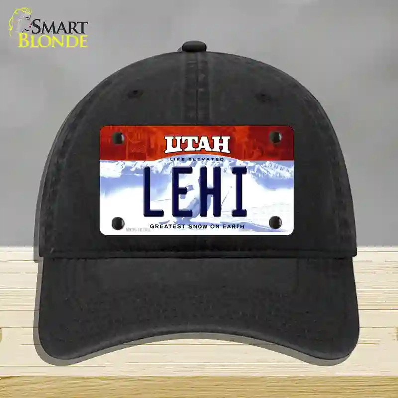 HAT07-MLP-10192 Lehi Utah Novelty License Plate Hat, Unconstructed Cotton - Black
