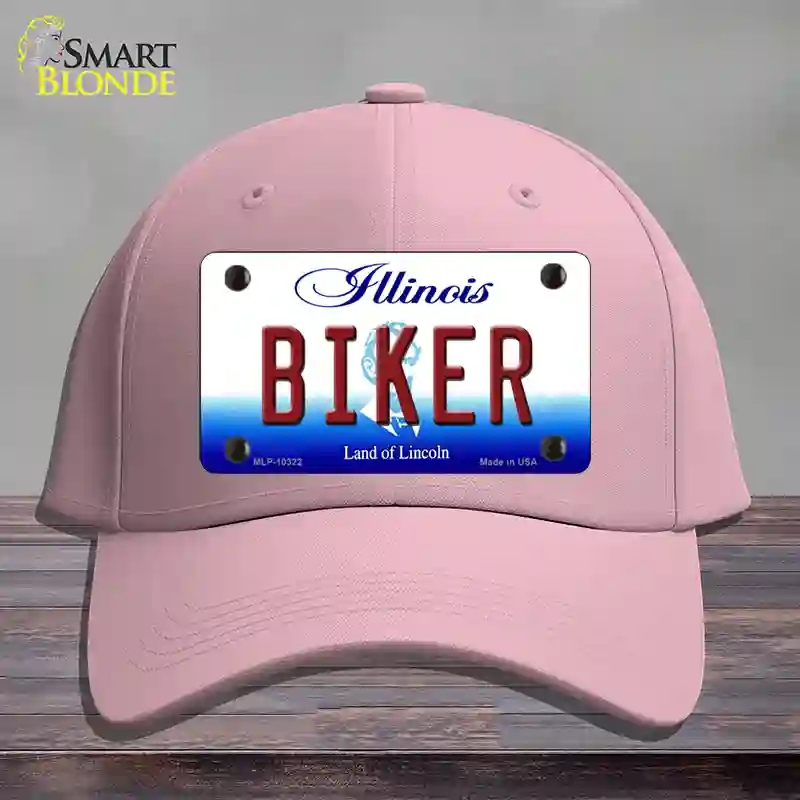 HAT05-MLP-10322 Biker Illinois Novelty License Plate Hat, Cotton - Pink
