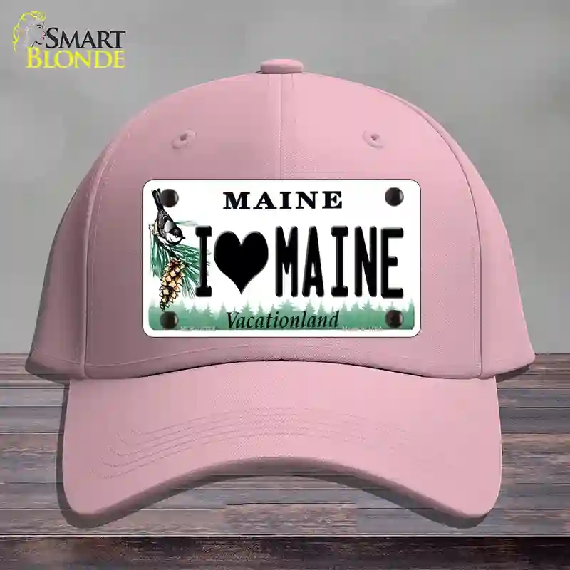 HAT05-MLP-10384 I Love Maine Novelty License Plate Hat, Cotton - Pink