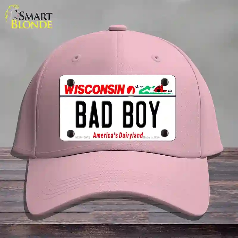 HAT05-MLP-10652 Bad Boy Wisconsin Novelty License Plate Hat, Cotton - Pink