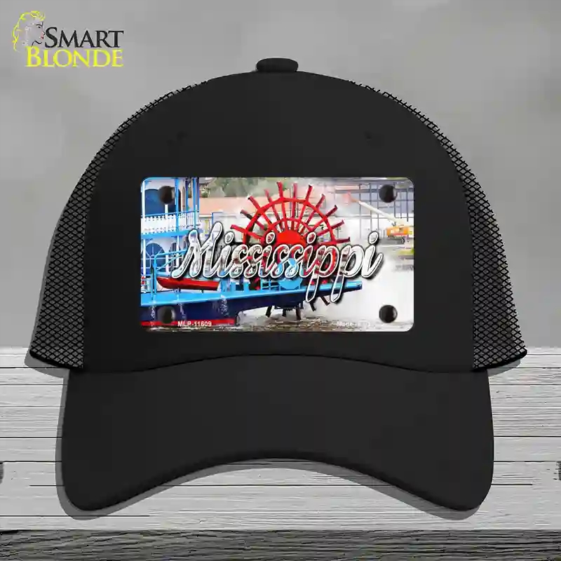 HAT01-MLP-11609 Mississippi Boat State Novelty License Plate Hat, Mesh - Black