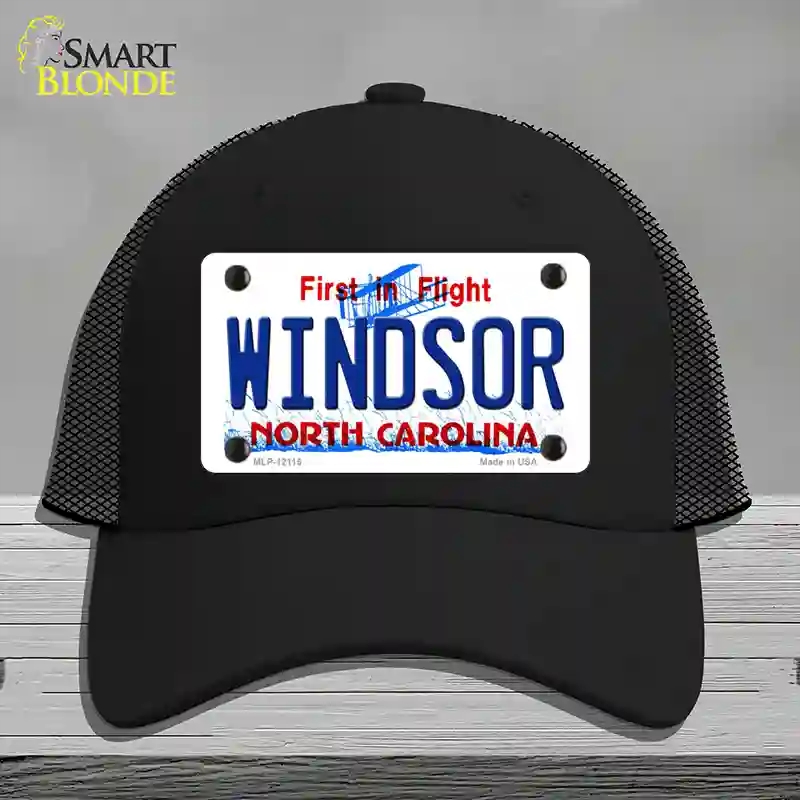 HAT01-MLP-12115 Windsor North Carolina State Novelty License Plate Hat, Mesh - Black