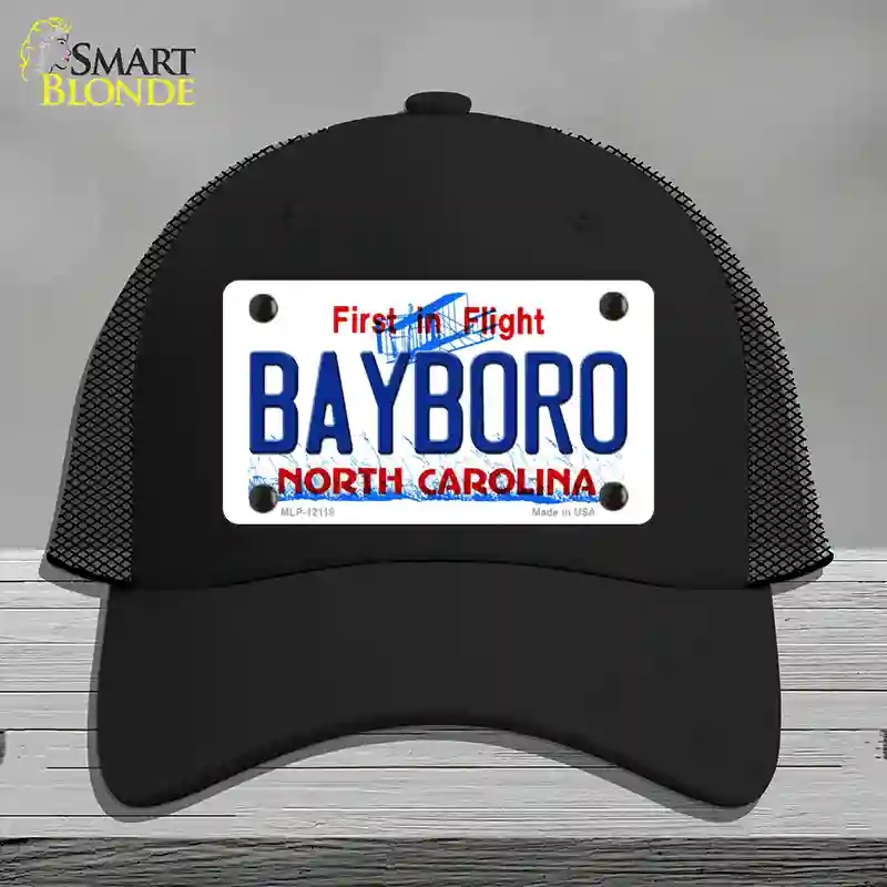 HAT01-MLP-12118 Bayboro North Carolina State Novelty License Plate Hat, Mesh - Black