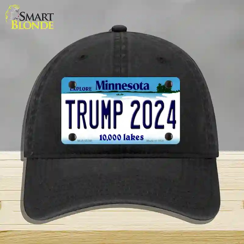 HAT07-MLP-12238 Trump 2024 Minnesota Novelty License Plate Hat, Unconstructed Cotton - Black