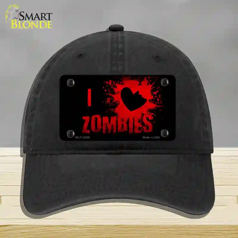 HAT07-MLP-12265 I Love Zombies Novelty License Plate Hat, Unconstructed Cotton - Black