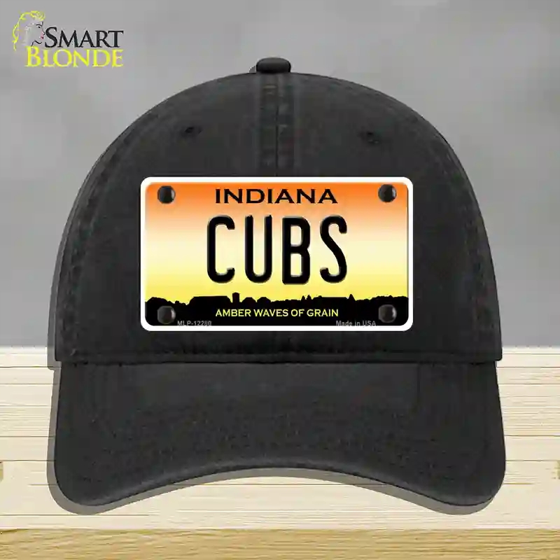 HAT07-MLP-12280 Cubs Indiana Novelty License Plate Hat, Unconstructed Cotton - Black