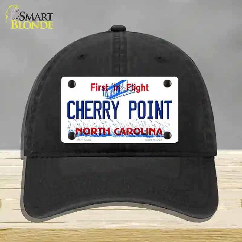 HAT07-MLP-12293 North Carolina Cherry Point Novelty License Plate Hat, Unconstructed Cotton - Black