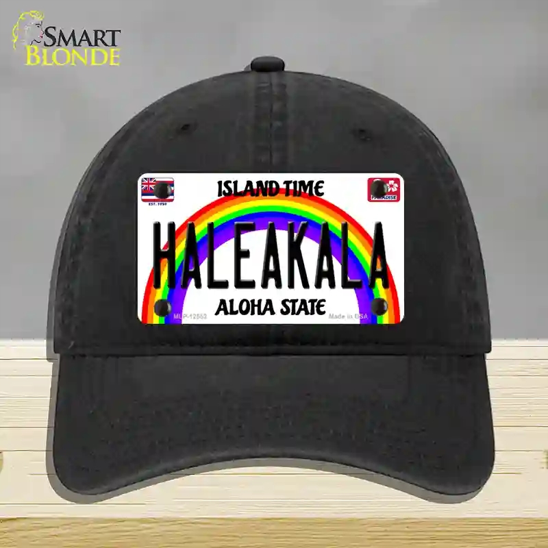 HAT07-MLP-12552 Haleakala Hawaii Novelty License Plate Hat, Unconstructed Cotton - Black