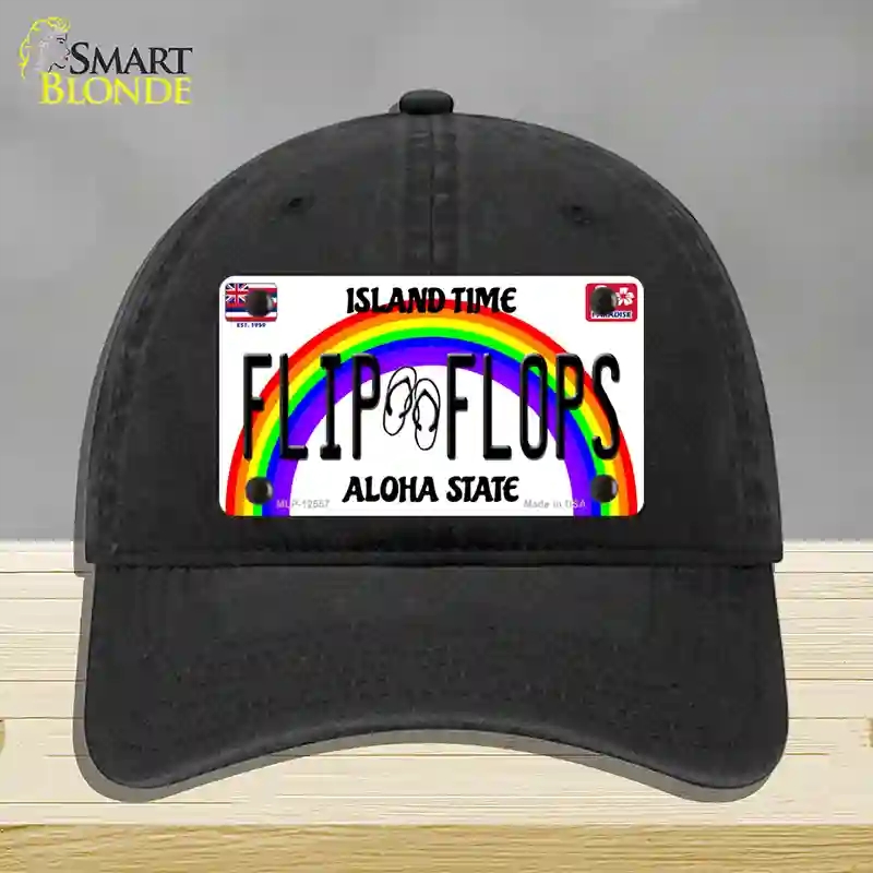 HAT07-MLP-12557 Flip Flops Hawaii Novelty License Plate Hat, Unconstructed Cotton - Black