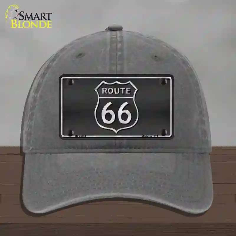 HAT08-MLP-094 Route 66 Shield Black Novelty License Plate Hat, Unconstructed Cotton - Charcoal