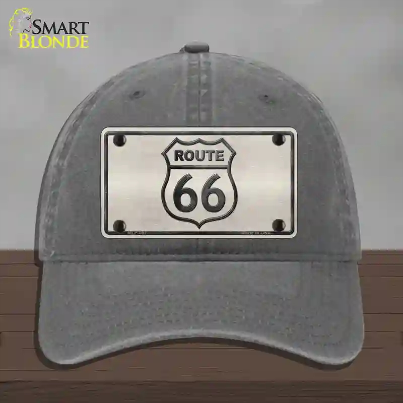 HAT08-MLP-097 Route 66 Shield White Novelty License Plate Hat, Unconstructed Cotton - Charcoal