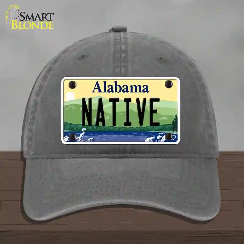 HAT08-MLP-10010 Native Alabama Novelty License Plate Hat, Unconstructed Cotton - Charcoal