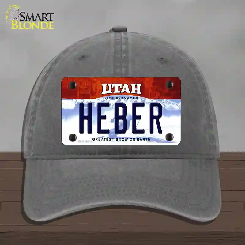 HAT08-MLP-10194 Heber Utah Novelty License Plate Hat, Unconstructed Cotton - Charcoal