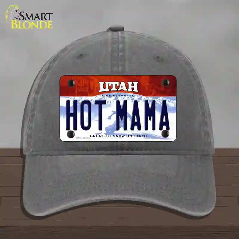 HAT08-MLP-10208 Hot Mama Utah Novelty License Plate Hat, Unconstructed Cotton - Charcoal