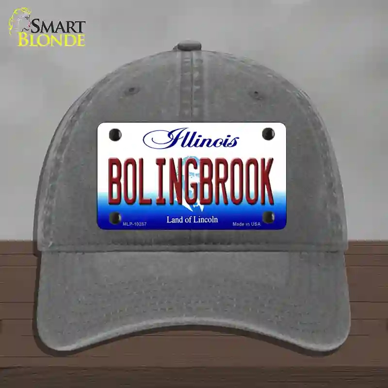 HAT08-MLP-10287 Bolingbrook Illinois Novelty License Plate Hat, Unconstructed Cotton - Charcoal