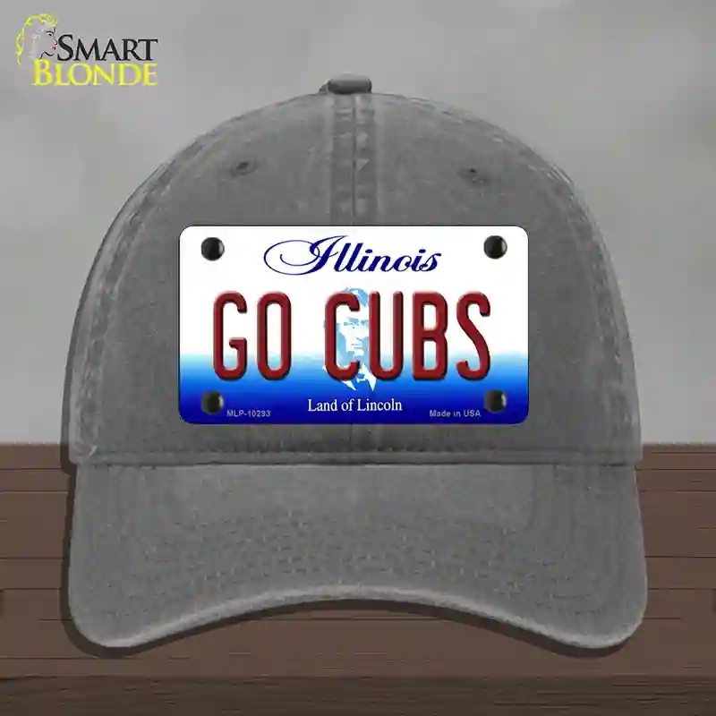 HAT08-MLP-10293 Go Cubs Illinois Novelty License Plate Hat, Unconstructed Cotton - Charcoal