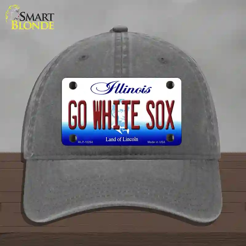 HAT08-MLP-10294 Go White Sox Illinois Novelty License Plate Hat, Unconstructed Cotton - Charcoal