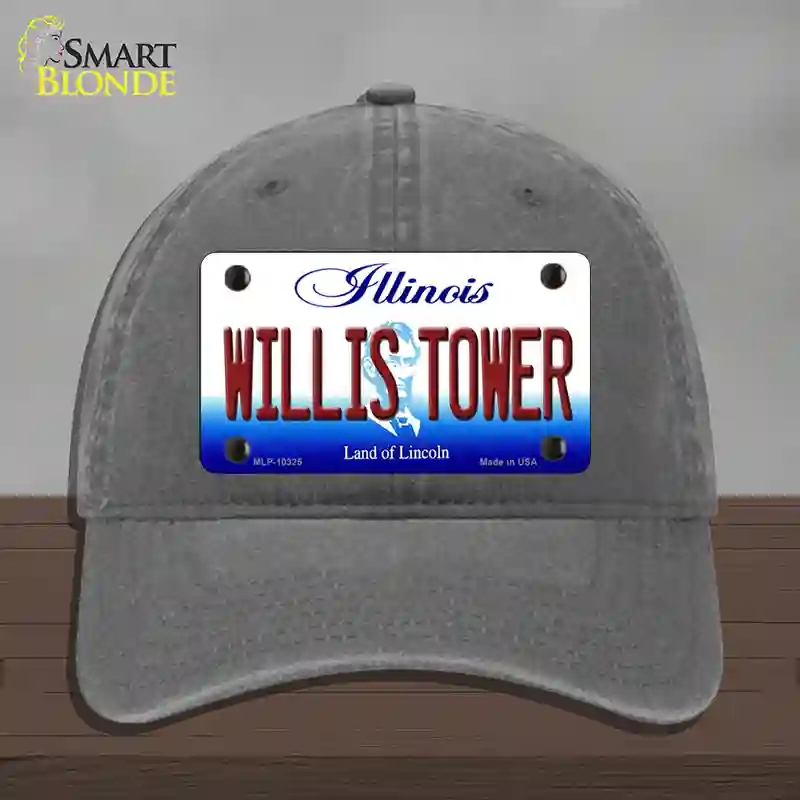 HAT08-MLP-10325 Willis Tower Illinois Novelty License Plate Hat, Unconstructed Cotton - Charcoal