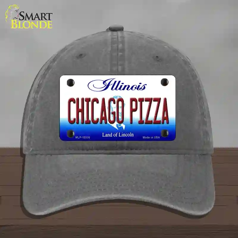 HAT08-MLP-10326 Chicago Pizza Illinois Novelty License Plate Hat, Unconstructed Cotton - Charcoal