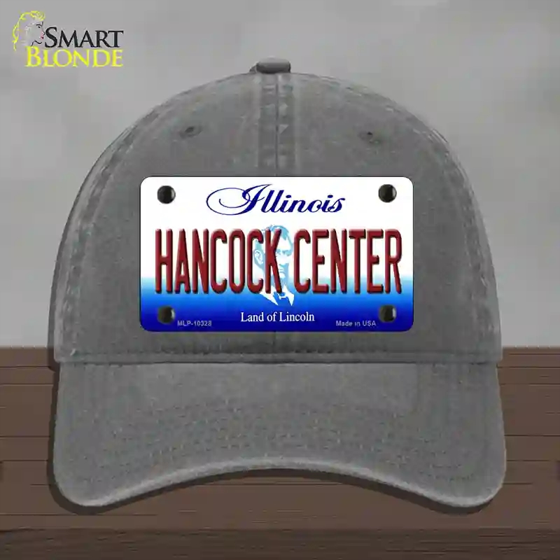 HAT08-MLP-10328 Hancock Center Illinois Novelty License Plate Hat, Unconstructed Cotton - Charcoal