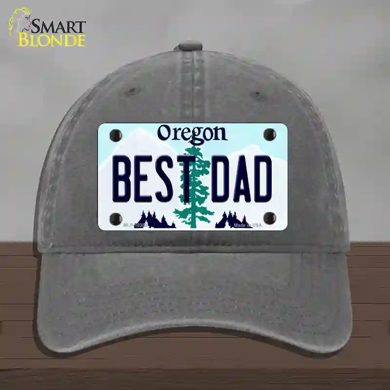 HAT08-MLP-10382 Best Dad Oregon Novelty License Plate Hat, Unconstructed Cotton - Charcoal