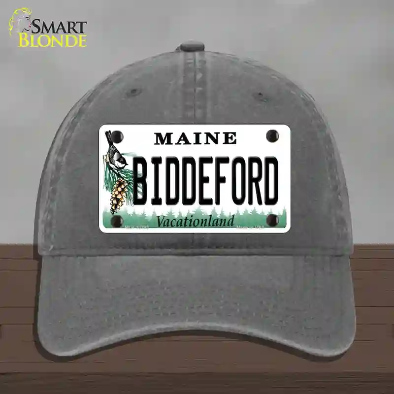HAT08-MLP-10392 Biddeford Maine Novelty License Plate Hat, Unconstructed Cotton - Charcoal