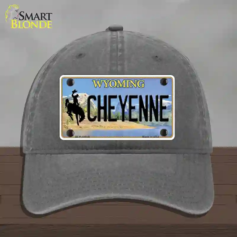 HAT08-MLP-10516 Cheyenne Wyoming Novelty License Plate Hat, Unconstructed Cotton - Charcoal