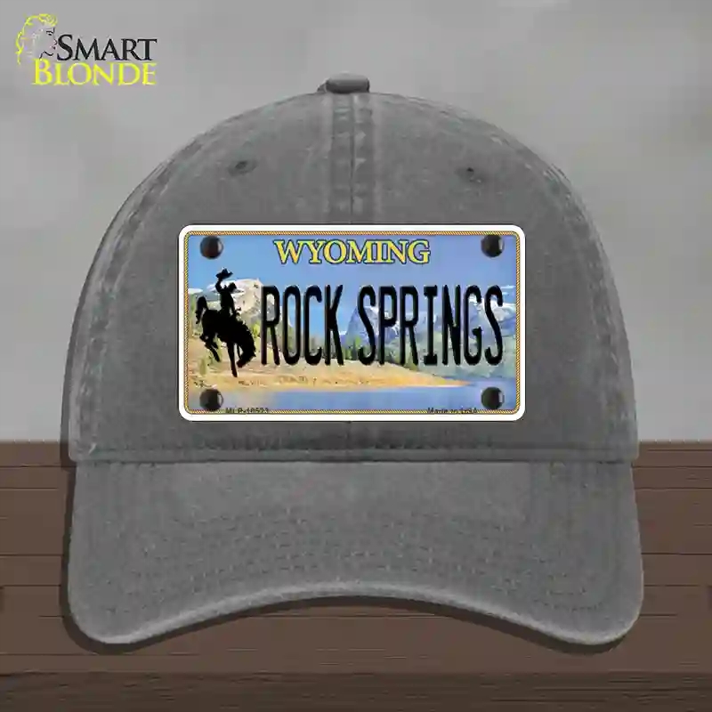 HAT08-MLP-10523 Rock Springs Wyoming Novelty License Plate Hat, Unconstructed Cotton - Charcoal