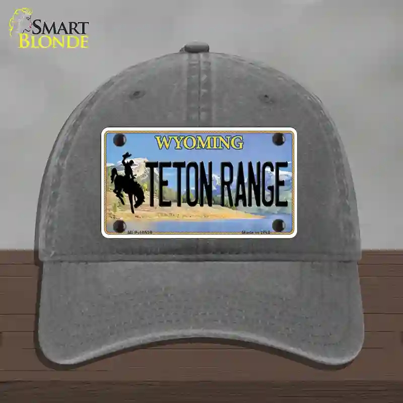 HAT08-MLP-10529 Teton Range Wyoming Novelty License Plate Hat, Unconstructed Cotton - Charcoal