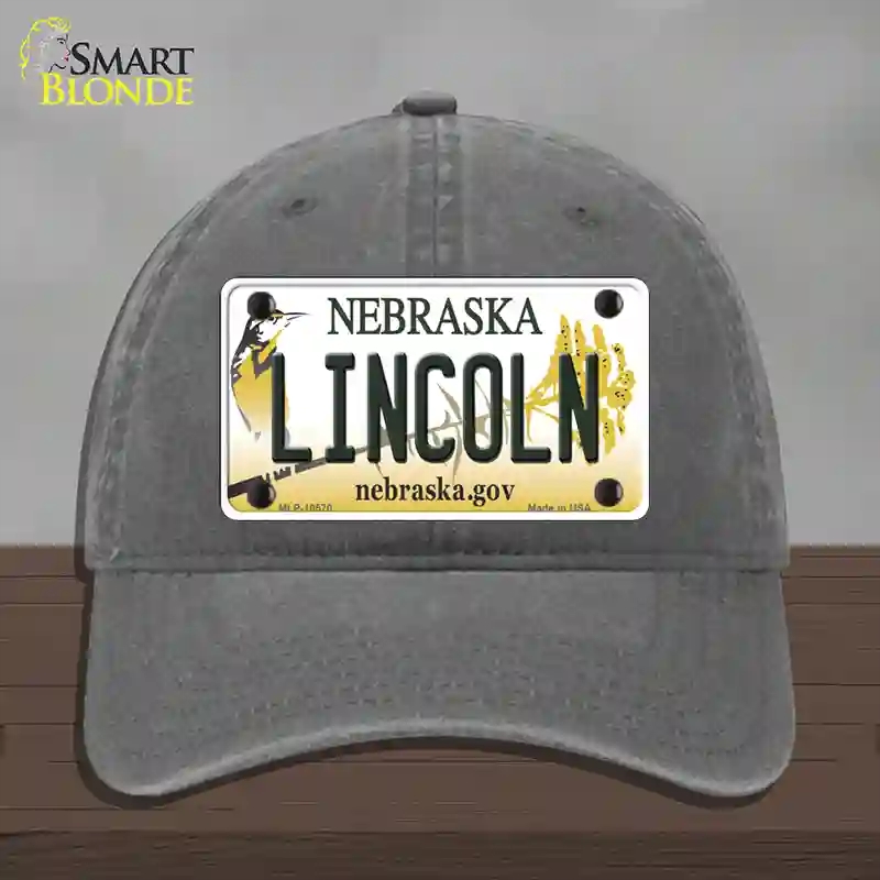 HAT08-MLP-10570 Lincoln Nebraska Novelty License Plate Hat, Unconstructed Cotton - Charcoal