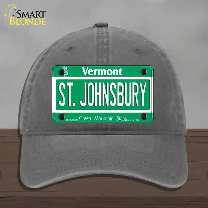 HAT08-MLP-10673 St Johnsbury Vermont Novelty License Plate Hat, Unconstructed Cotton - Charcoal