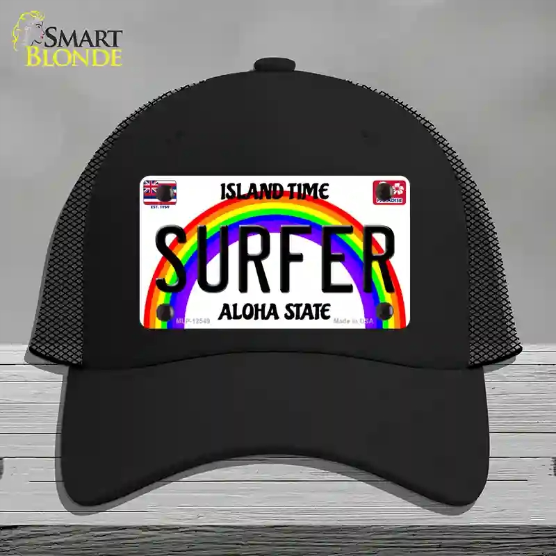 HAT01-MLP-12549 Surfer Hawaii Novelty License Plate Hat, Mesh - Black