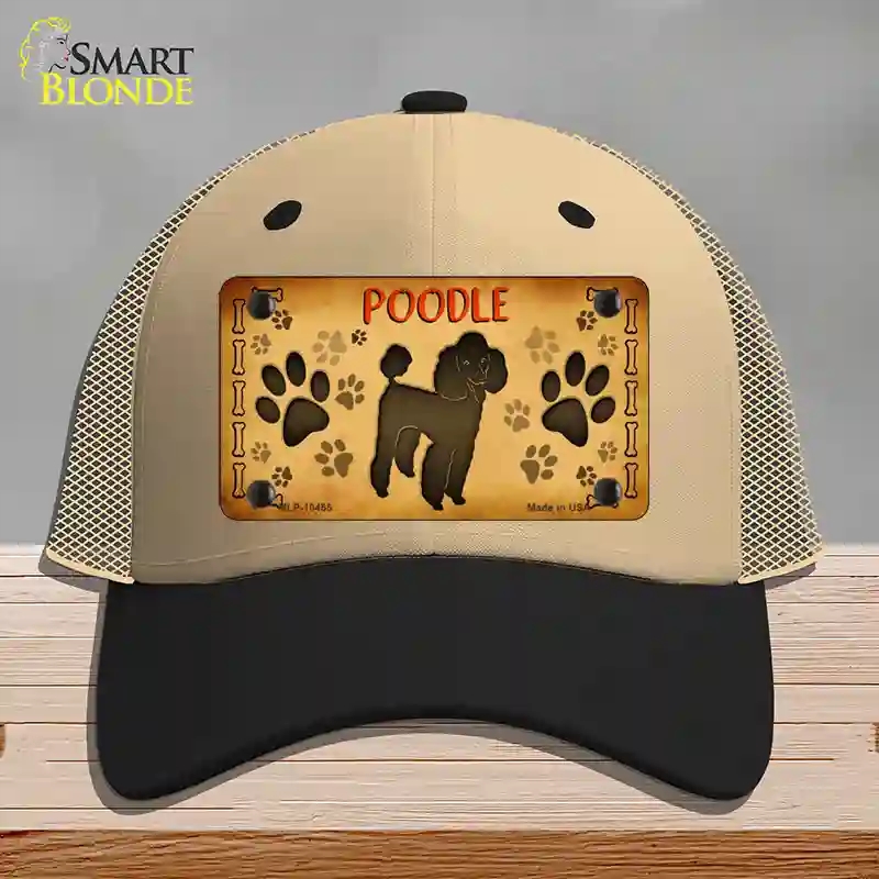 HAT02-MLP-10455 Poodle Novelty License Plate Hat, Mesh - Khaki & Black