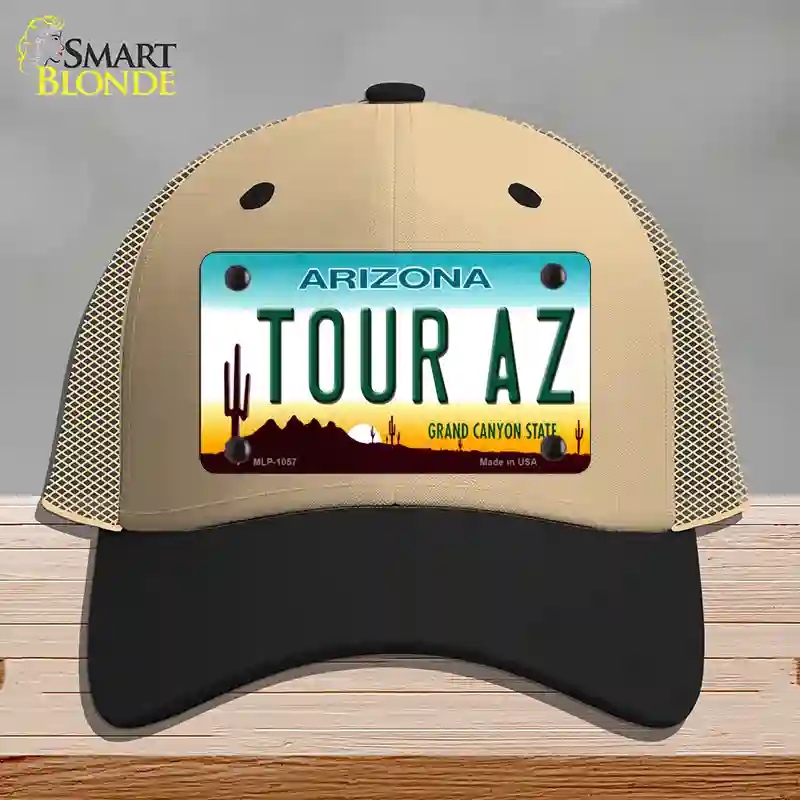 HAT02-MLP-1057 Tour Az Novelty License Plate Hat, Mesh - Khaki & Black