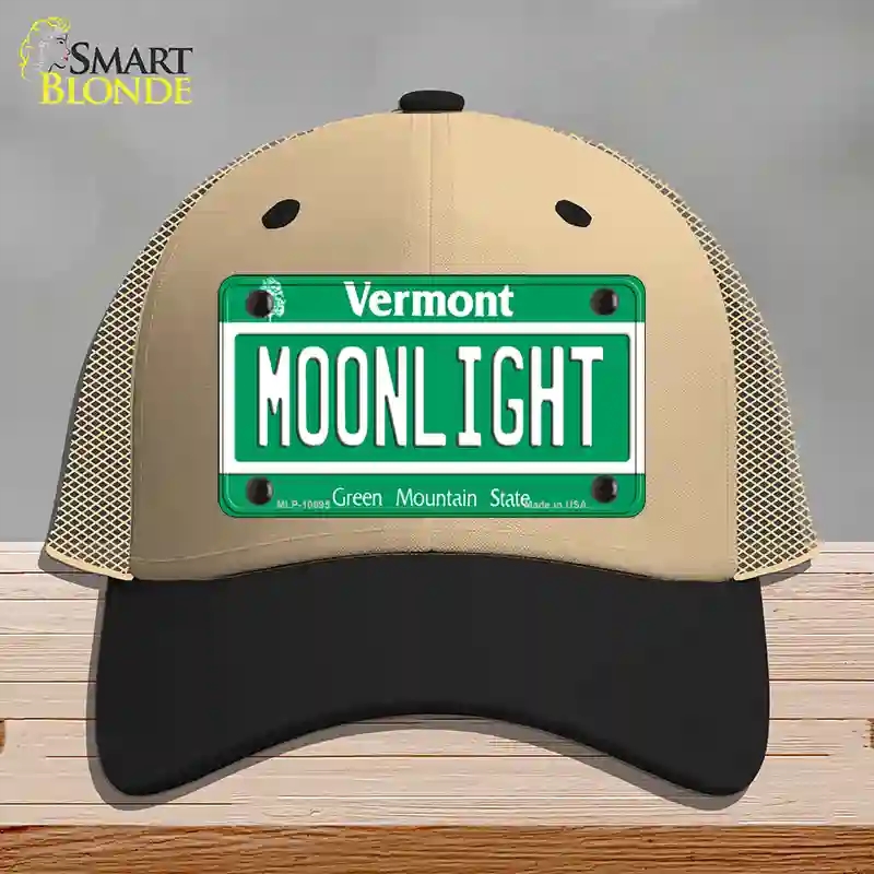 HAT02-MLP-10695 Moonlight Vermont Novelty License Plate Hat, Mesh - Khaki & Black