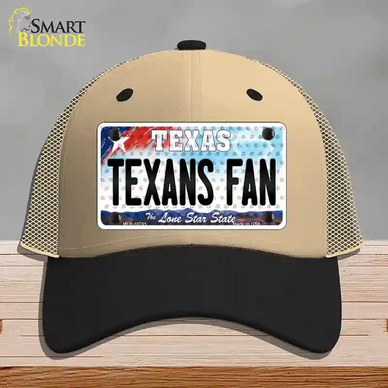 HAT02-MLP-10781 Texans Fan Texas Novelty License Plate Hat, Mesh - Khaki & Black