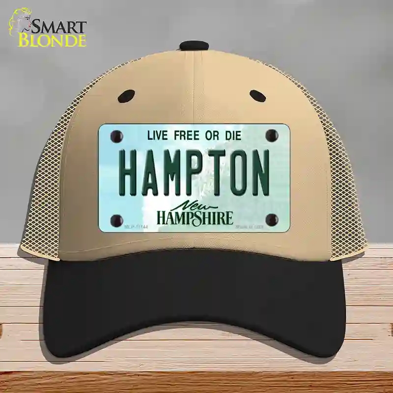 HAT02-MLP-11144 Hampton   Hampshire State Novelty License Plate Hat, Mesh - Khaki & Black