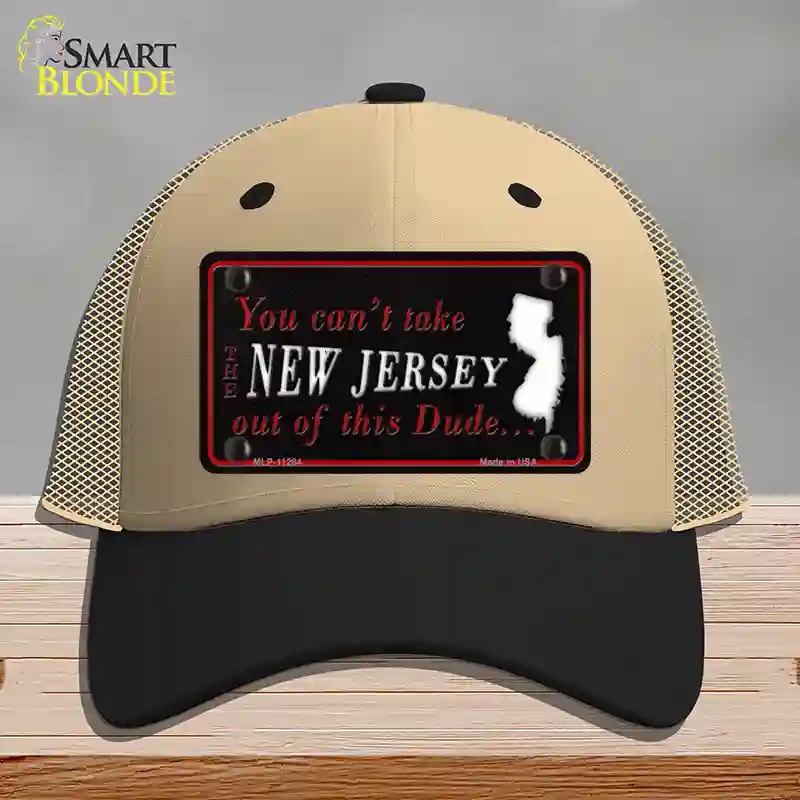 HAT02-MLP-11284   Jersey Dude Novelty License Plate Hat, Mesh - Khaki & Black