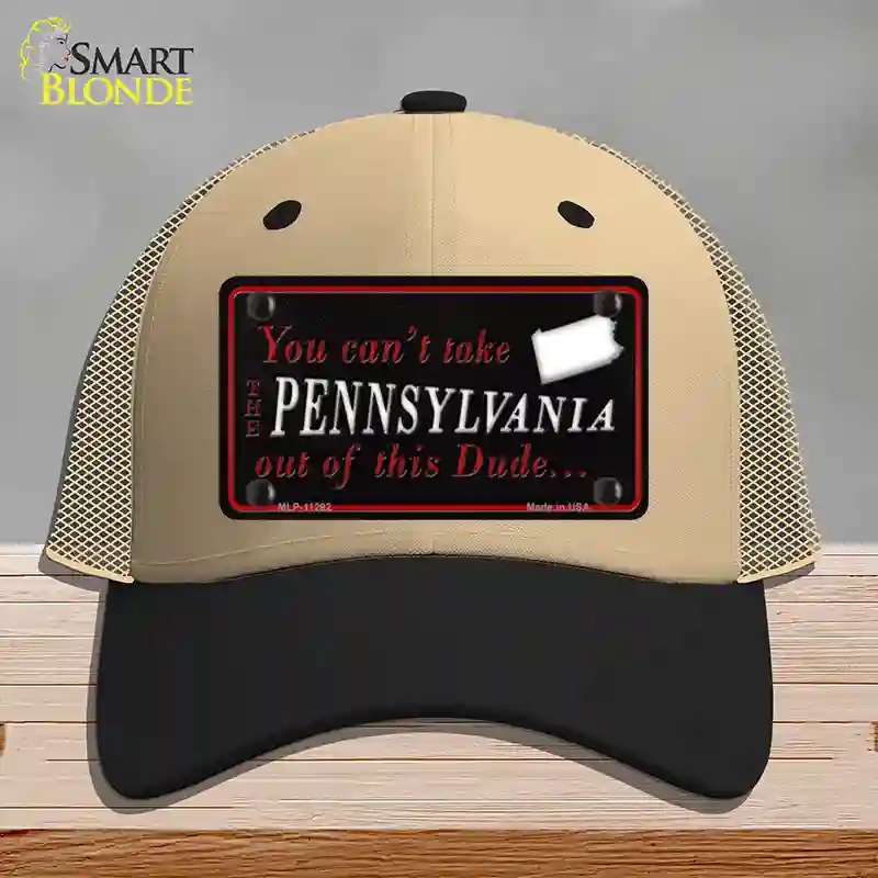 HAT02-MLP-11292 Pennsylvania Dude Novelty License Plate Hat, Mesh - Khaki & Black