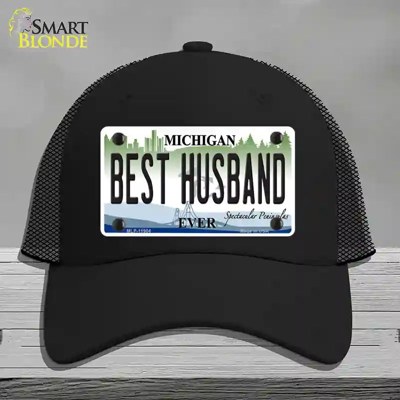 HAT01-MLP-11904 Michigan Best Husband Novelty License Plate Hat, Mesh - Black