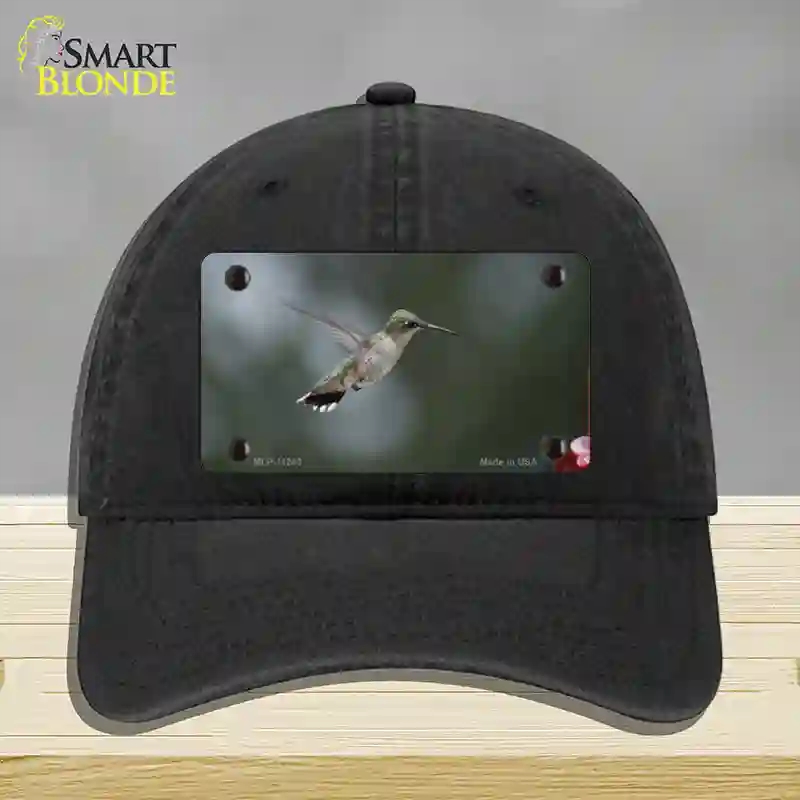 HAT07-MLP-11243 Hummingbird in Flight Novelty License Plate Hat, Unconstructed Cotton - Black