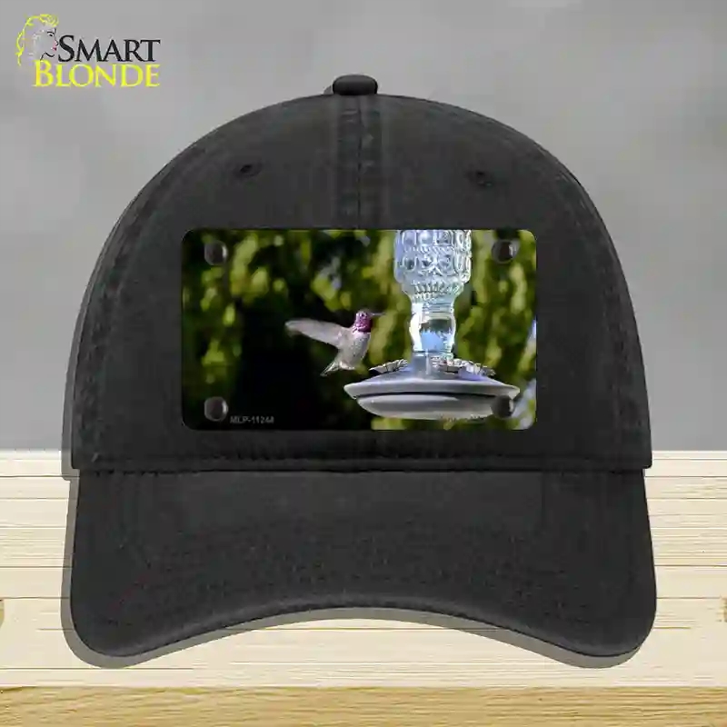 HAT07-MLP-11244 Hummingbird At Feeder Novelty License Plate Hat, Unconstructed Cotton - Black