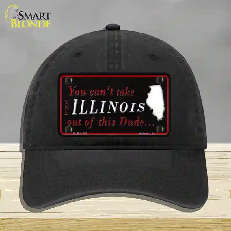 HAT07-MLP-11267 Illinois Dude Novelty License Plate Hat, Unconstructed Cotton - Black