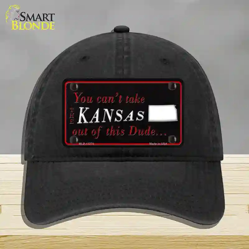 HAT07-MLP-11270 Kansas Dude Novelty License Plate Hat, Unconstructed Cotton - Black