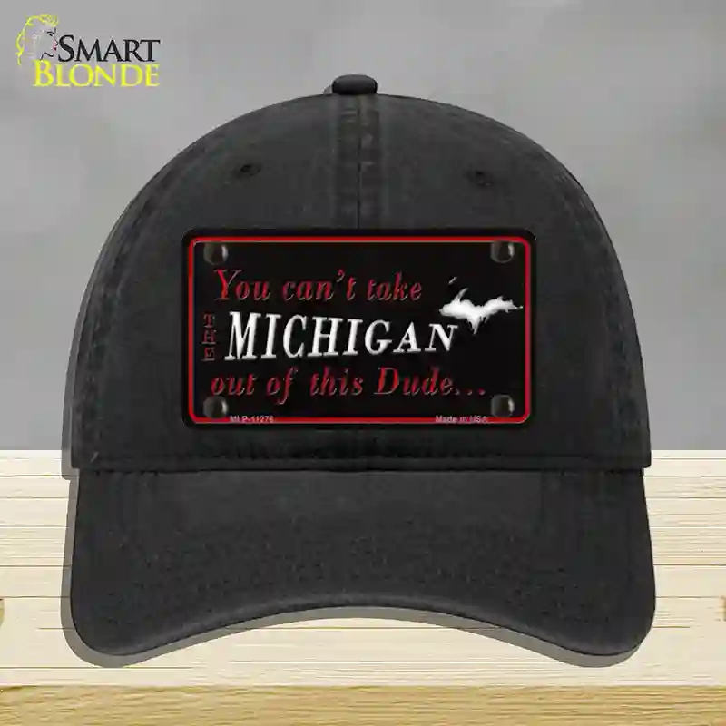 HAT07-MLP-11276 Michigan Dude Novelty License Plate Hat, Unconstructed Cotton - Black