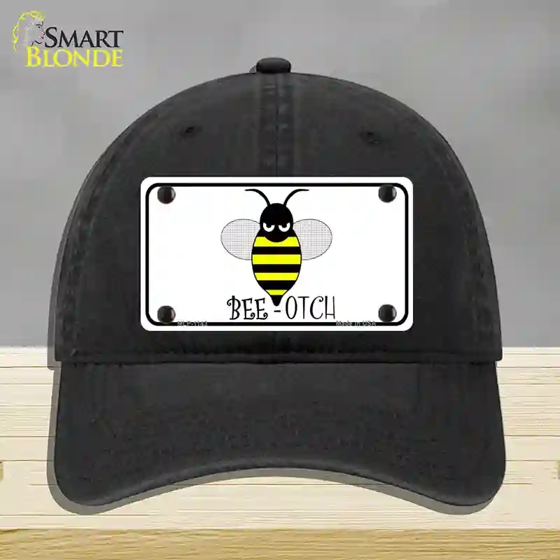 HAT07-MLP-1143 Bee-otch Novelty License Plate Hat, Unconstructed Cotton - Black