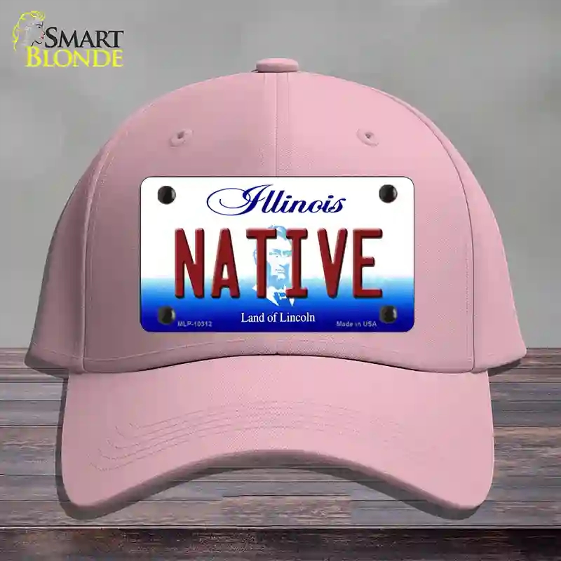 HAT05-MLP-10312 Native Illinois Novelty License Plate Hat, Cotton - Pink