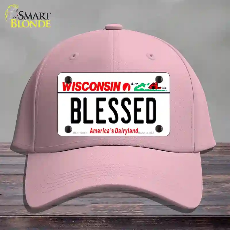 HAT05-MLP-10651 Blessed Wisconsin Novelty License Plate Hat, Cotton - Pink