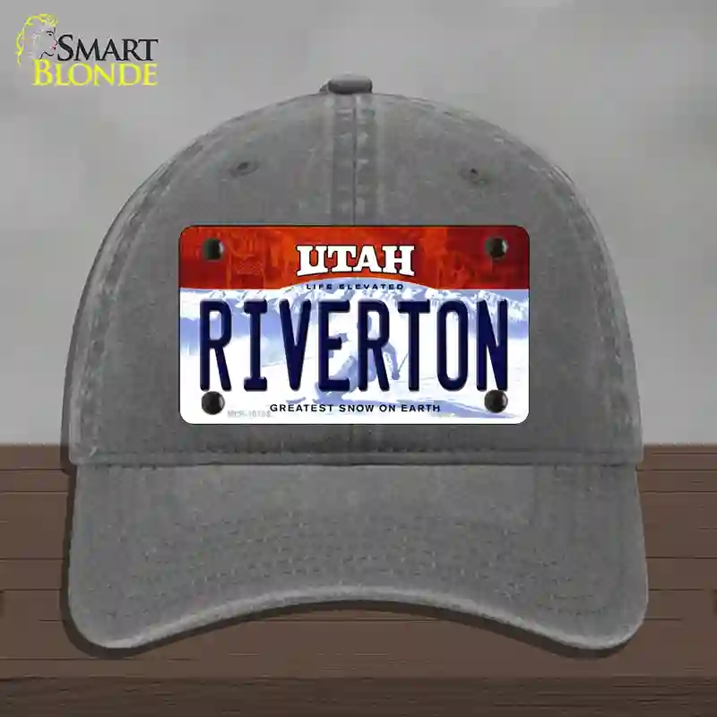 HAT08-MLP-10195 Riverton Utah Novelty License Plate Hat, Unconstructed Cotton - Charcoal